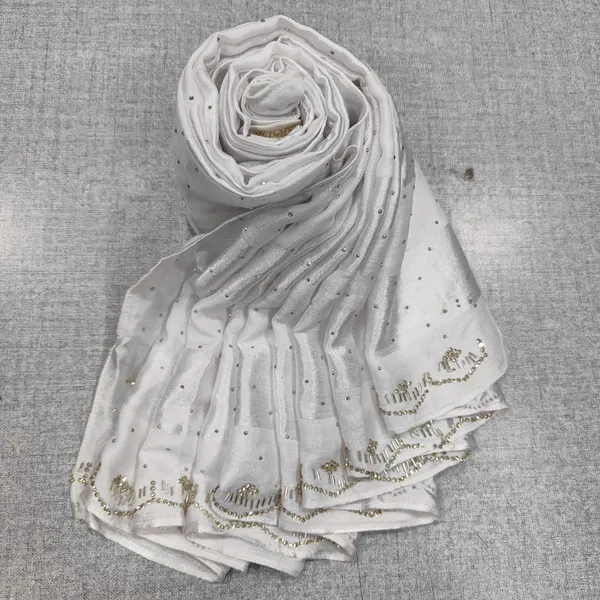 Crushed Chiffon Satin Hijab With Beads work | HJ22
